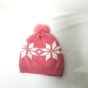 Pink and White Kids Pom-Pom Beanie